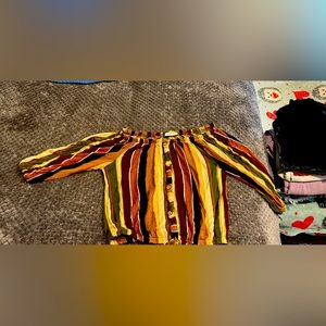 Multi Color Striped Long Sleeve Blouse